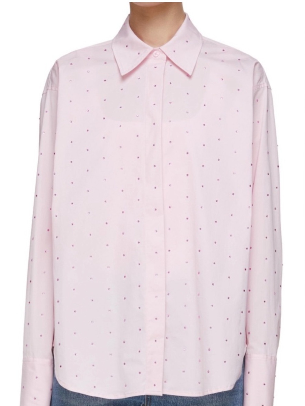 Good American Pink Rhinestone Embellished Shirt! Size XL